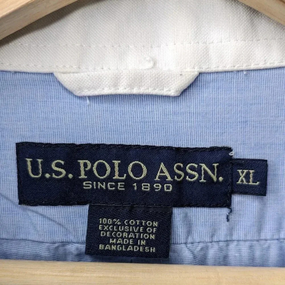 U.S. Polo Assn. Mens 100% Cotton Blue Button Down Long Sleeve Casual Shirt Sz XL - Picture 10 of 16